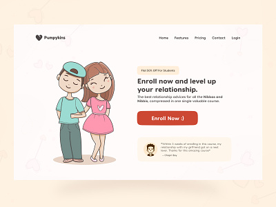Love Website Concept course cute header hero section kawaii love lovely minimal romantic salmanwap ui design web design website design