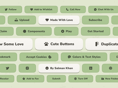 Cute Buttons buttons components cute cute ui design system freebie green kawaii salmanwap ui design ui kit