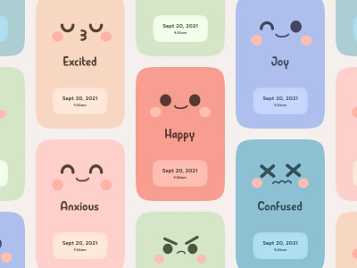 Mood Cards angry anxious calm colorful cute happy kawaii minimal mood mood cards moods sad salmanwap