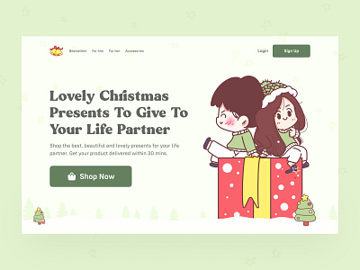 Christmas Shop Hero Section christmas christmas website cute festive header hero section kawaii landing page mamewmy minimal salmanwap shopping ui design xmas