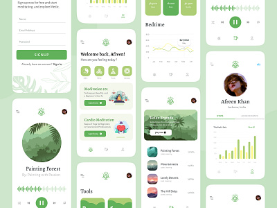 Medic Meditation App calm home meditating meditation mindfulness minimal player profile salmanwap ui design uplabs zen