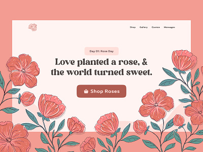 Rose Day beautiful calm header hero section kawaii landing page nature rose day roses salmanwap valentines valentines day valentines week