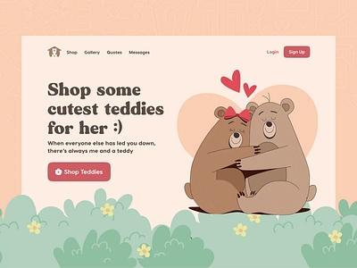 Teddy Day cute header hero section kawaii landing page minimal romance salmanwap shop teddies teddy bear teddy day valentines day