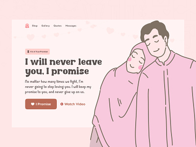 Promise Day couples cute header hero section landing page love monochrome pink promise promise day romance salmanwap valentine valentines day