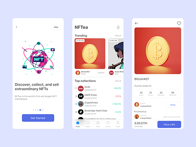 NFTea - NFT marketplace app app crypto cryptocurrency dotchallenge midschallenge mobile mobile ui nft ui ux