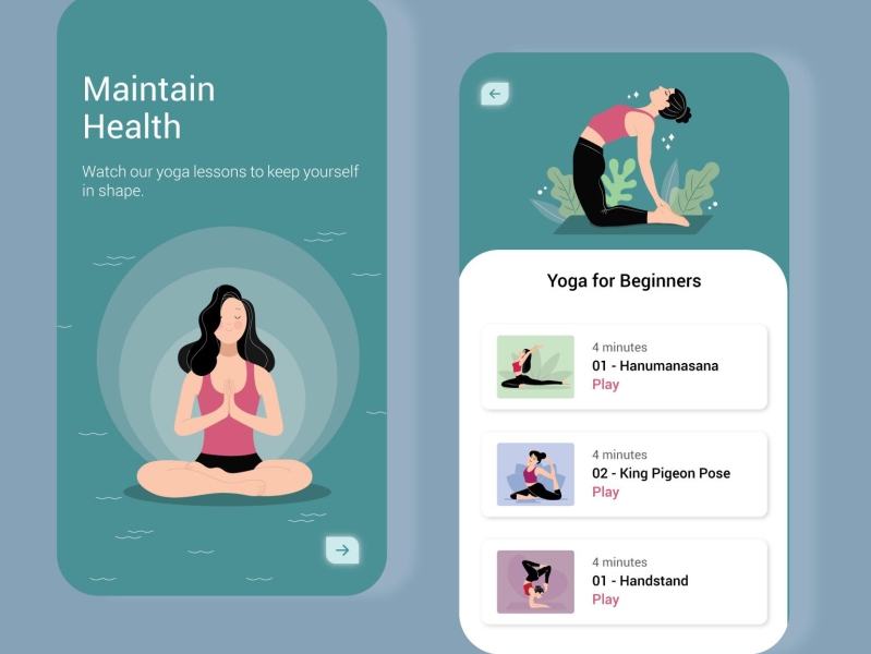Yoga app design illustration ui ux