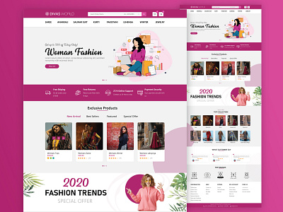 Women's Fashion Landing Page branding design illustration logo typography ui ux vector web