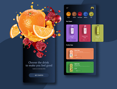 Fruit Juice Mobile App branding design graphic design illustration logo mobileapp typography ui ux vector