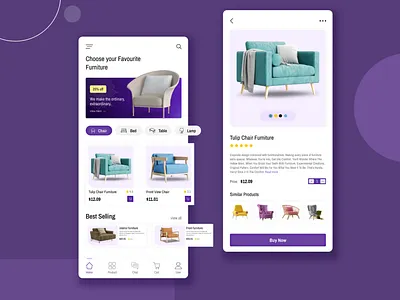 Furniture Shop App Design branding design graphic design illustration logo movile app typography ui ux vector