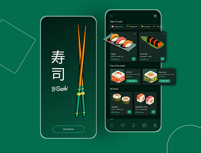 Sushi Restaurant - eCommerce App app branding design figma graphic design illustration logo typography ui ux vector