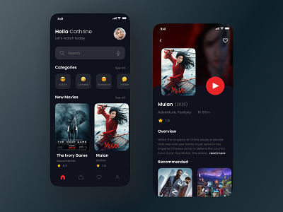Movie Streaming App app branding clean dark mode design entertain explorations film graphic design minimal movie movie streaming netflix streaming ui design