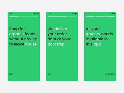 Grocery App Onboarding Page app clean design explorations fresh fruits green grocery illustration minimal onboarding simple typography ui ux vegetables