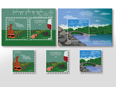 postage stamps graphic design graphicdesign illustraion illustrator nature postage stamps stamps wine