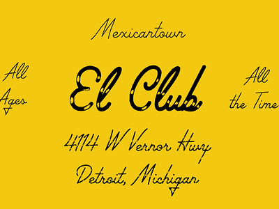El Club Logo branding in progress lettering venue