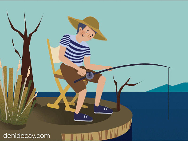 Mancing Mania aftereffects animaition 2d animatedgif animation explainer video fisherman motiongraphics