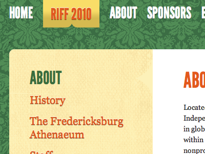 Rappahannock Independent Film Festival Web Site film festival green texture web design website