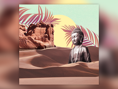 Collage #6 adobe photoshop circles color desert gradient graphic design leaves montain photoshop solid color statue surreal