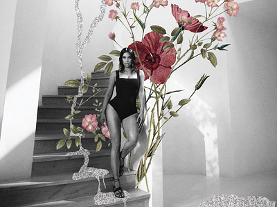 Kim Vouge 2019 design flowers illustration kim kardashian vogue