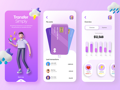 Money Transfer App 3d art mobile app mobile ui ui