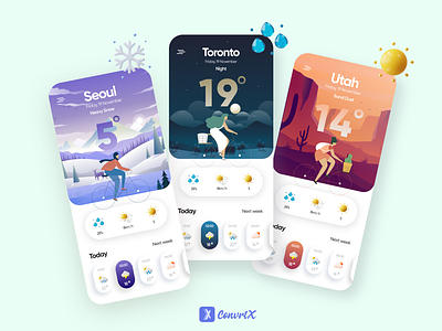 Weather App Design app design app ui flat illustration illustrator ui uidesign weather app