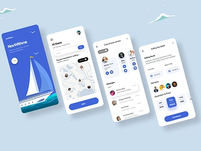 Sailing Trip Mobile App app design appdesign designer illustration minimal mobile app mobile app design mobile ui sailboat sailing sailing ship sailor sailtrip tourism ui uidesign uiux