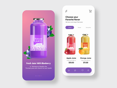 Fresh Juice Mobile App Design UI/UX 2021 3d android app app design appdesign branding design designer drinks food freshjuice illustration minimal pakistan designer smoothie top ui designer trendy ui uidesign uiux