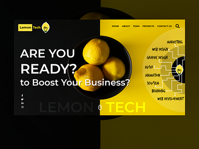 Web Design Idea for Lemon Tech adobe xd aesthetic brand design branding front end idea illustration inspiration logo vector
