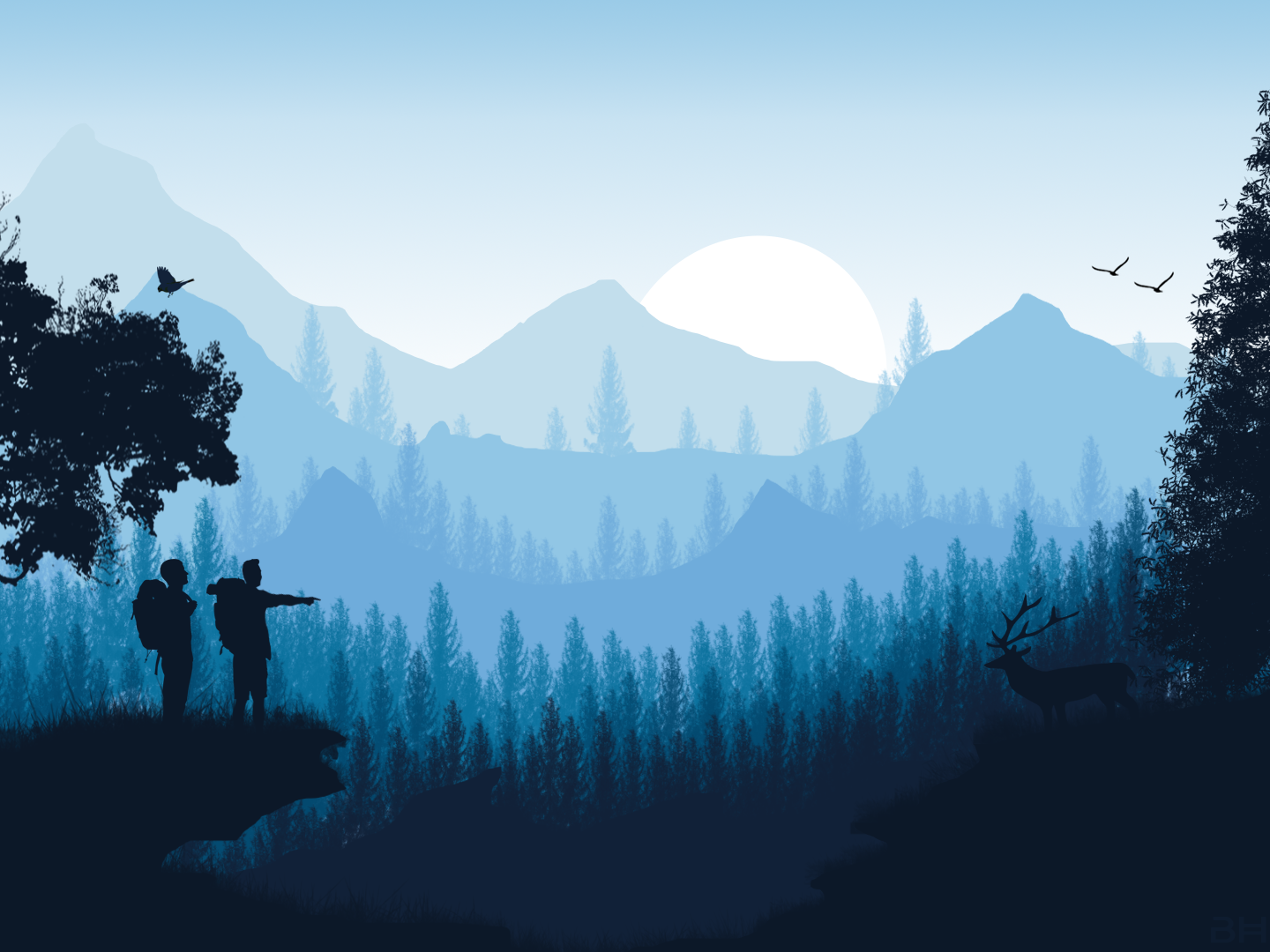 Mountain Scenery Silhouette by Bhaumeen Acharya on Dribbble