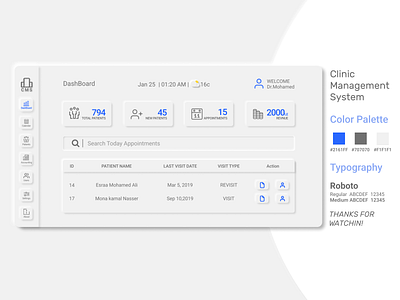 Clinic Dashboard medical neomorphism soft ui ui design ux web design