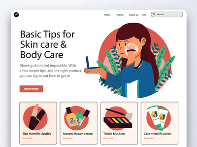 Skin & Body Care beauty bodycare cute illustration illustration landing page make up skincare website