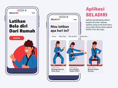BELADIRI aplication apps branding design illustration martial art sport ui