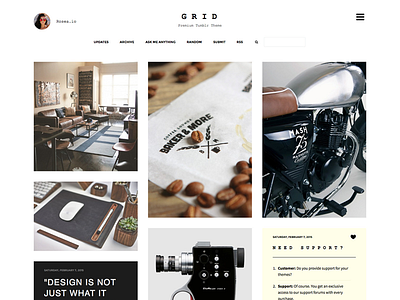 Grid - Premium Portfolio Tumblr Theme animation css3 design gallery grid material minimal portfolio sidebar theme tumblr web