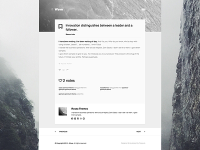 Format: Quote - Wave Premium Tumblr Theme design icon minimal pagination post quote svg theme themeforest tumblr ui web