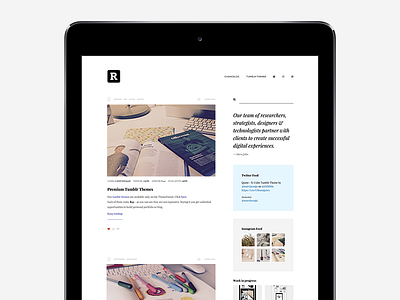 Reader Blog Tumblr Theme blog blogging clean design ipad minimal tumblr theme tumlbr ui ux web