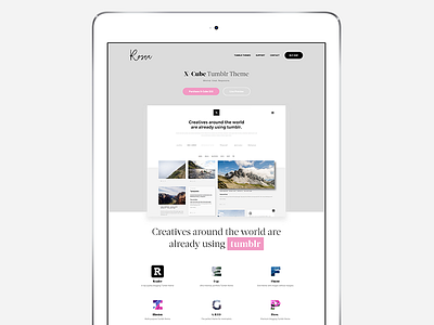 Rosea Tumblr Themes design ipad landing page minimal pink simple tumblr ui web