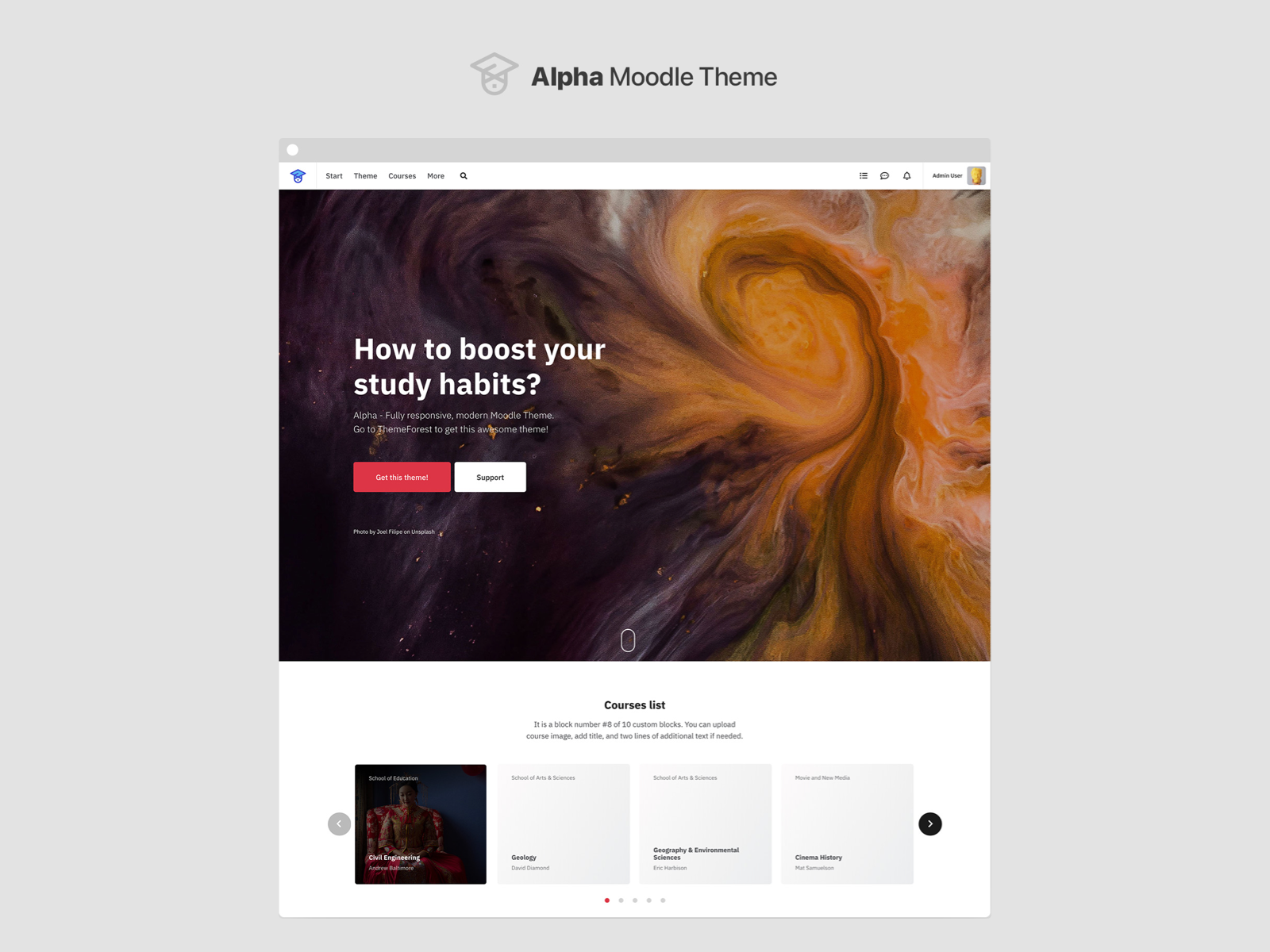 alpha - fully responsive moodle theme by Marcin Czaja