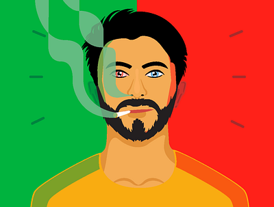 Two Sides of me art illustration portrait portrait art smoke vector weed