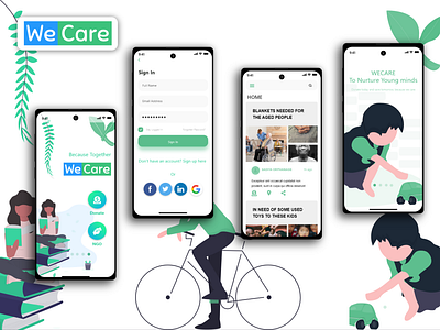 We Care - An App concept for NGO's android app design app design designs icon illustration ui uidesign ux uxui