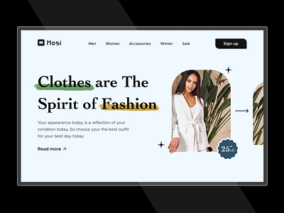 Mosi - Fashion Web Home Page 👗 branding design design pearl graphic design home home screen landing page logo mohamed tharik new designs popular simple work ui web page