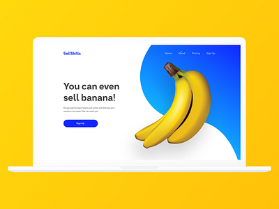 Online Sells Education - Website Concept banana blue clean concept course creative design education fruit fruits minimal redesign concept school sell ui ux uxui web white yellow