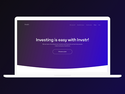 Investitions - Main page | Clean UI Design black blue clean concept creative design investment minimal ui ux uxui web white