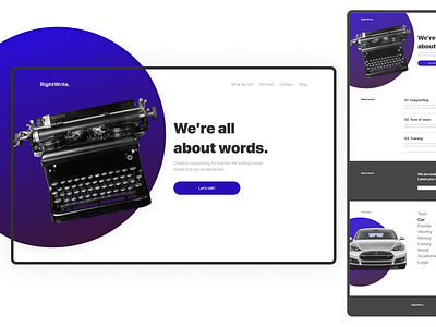 Daily UI 003 | Copywriting studio landing page blue clean concept creative design landing page minimal ui ux uxui web white