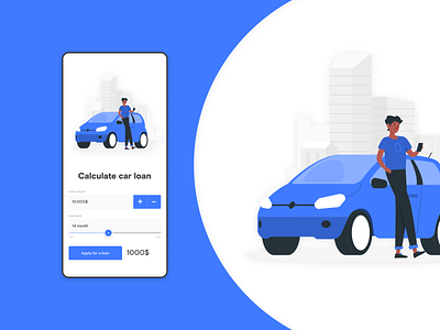 Car loan calculator | Daily UI 004 100 daily ui 100days app app design blue calculator clean concept creative daily dailyui dailyui 004 design minimal ui ux uxui white