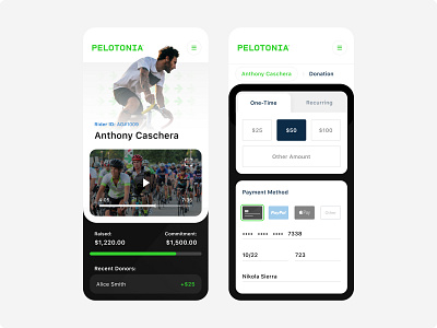 Pelotonia App app appdesign design donation donationflow flow minimal paulconrad simple ui ux