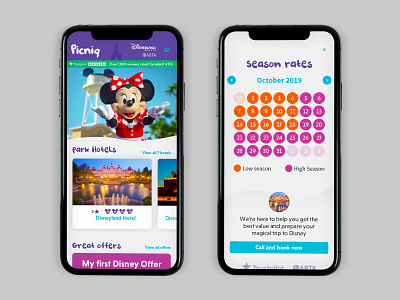 Picniq - Disney Hotels booking disney mobile ui