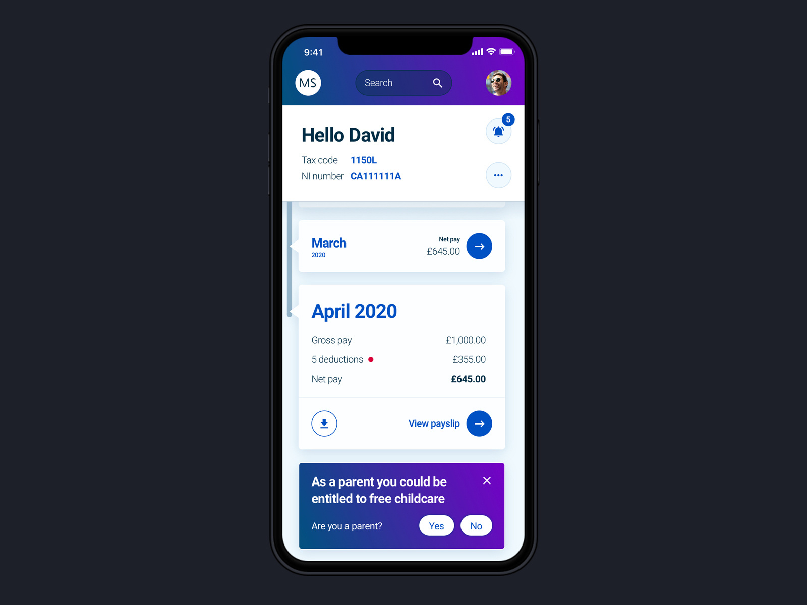 Payslip app concept by Salo Creative on Dribbble