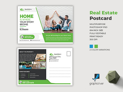 Real Estate Postcard agency agent broker commercial direct mail every door flyer home house leaflet lease loan marketing mortgage negotiator open postcard poster professional real estate