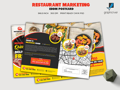 Restaurant Marketing EDDM Postcard Template beef coupon delivery design dinner discount eddm events fish food marketing offers online delivery photoshop postcard print products professional promotion restaurant