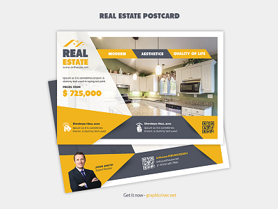 Real estate postcard advertisements advertising agency agent broker business postcard card commercial company direct mail home house lease loan marketing mortgage multipurpose negotiator open post postcard