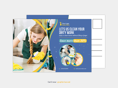 Cleaning service postcard templates